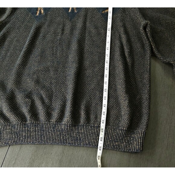 Vtg Mens Argyle Embroidered Golf Sweater Grandpa Preppy Academia 100% Cotton L - Picture 4 of 9